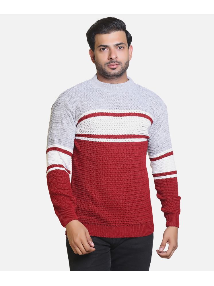     			HeteShe Cotton Blend Round Neck Men's Full Sleeves Pullover Sweater - Maroon ( Pack of 1 )