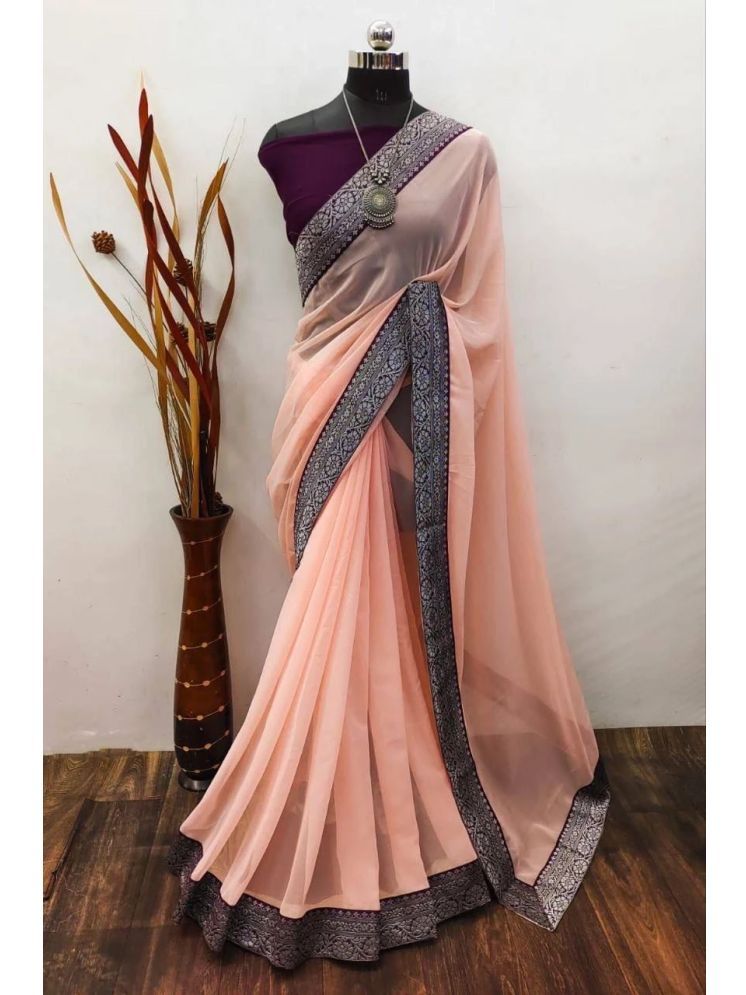     			JULEE Banarasi Silk Woven Saree With Blouse Piece - Peach ( Pack of 1 )