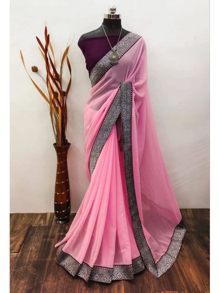     			JULEE Banarasi Silk Woven Saree With Blouse Piece - Pink ( Pack of 1 )