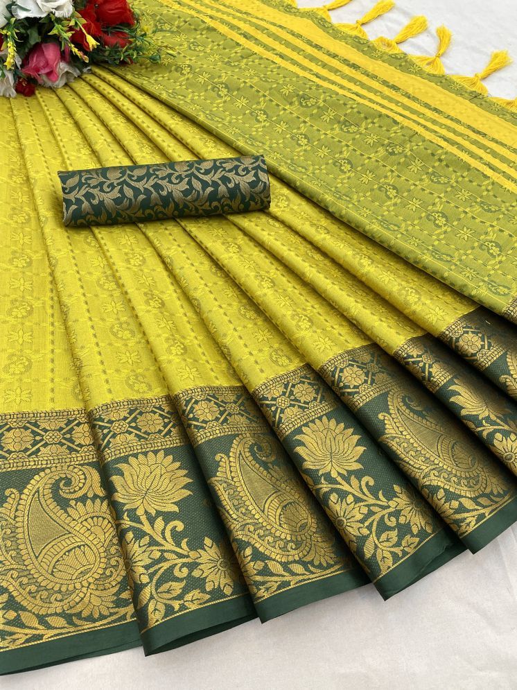     			JULEE Cotton Silk Woven Saree With Blouse Piece - Green ( Pack of 1 )