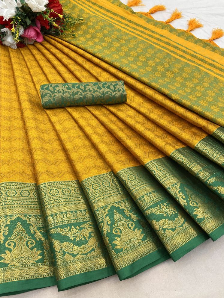     			JULEE Kanjivaram Silk Woven Saree With Blouse Piece - Green ( Pack of 1 )