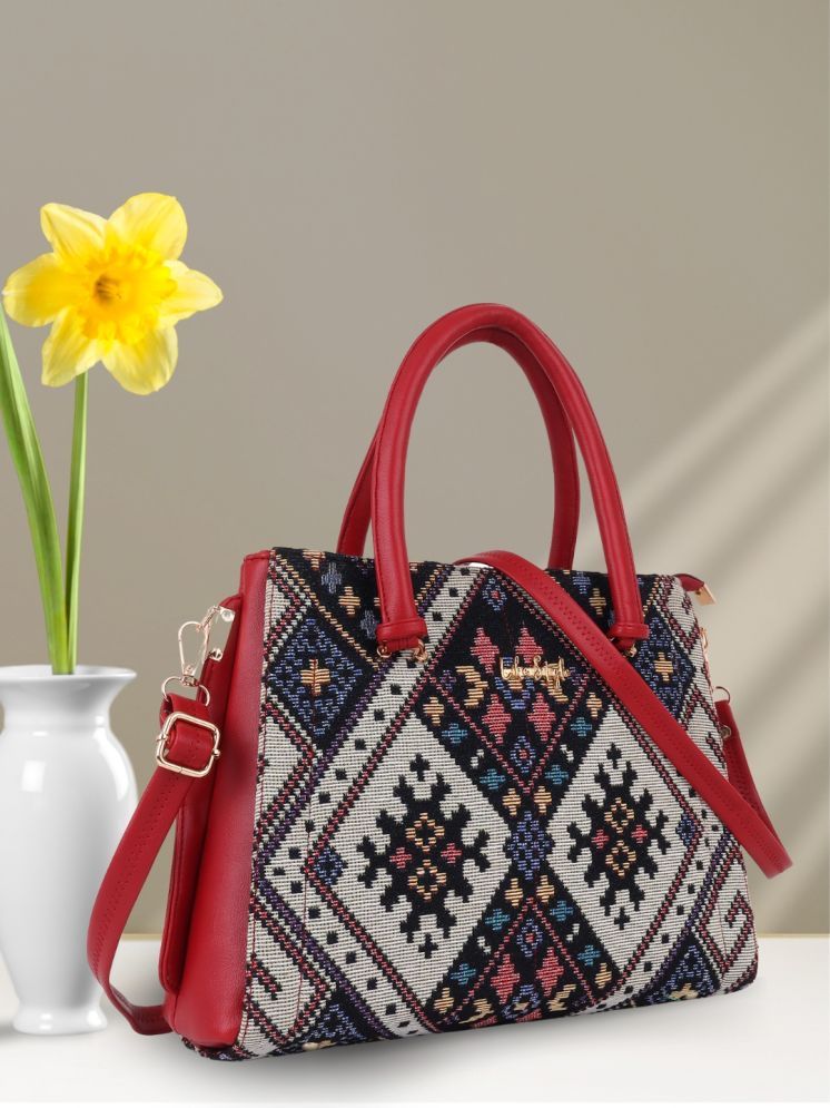     			LIKE STYLE Maroon Jute Handheld Bag