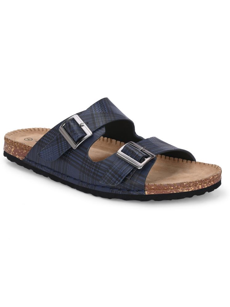     			Leeport Blue Men's Leather Slipper