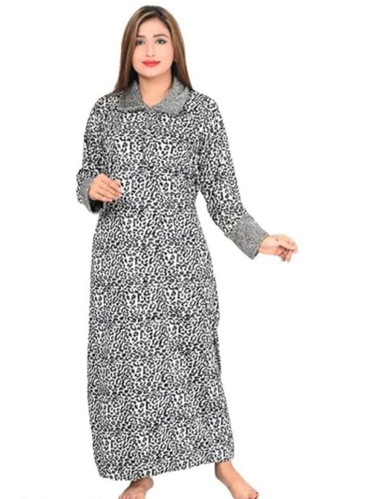     			RAABTA FASHIION Velvet Printed Full Length Women's Gown - Grey ( Pack of 1 )