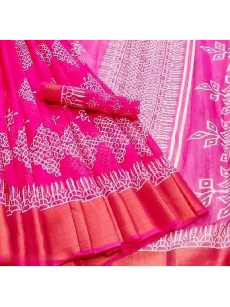     			THE PRIVATE LABLE Cotton Silk Woven Saree Without Blouse Piece - Pink ( Pack of 1 )