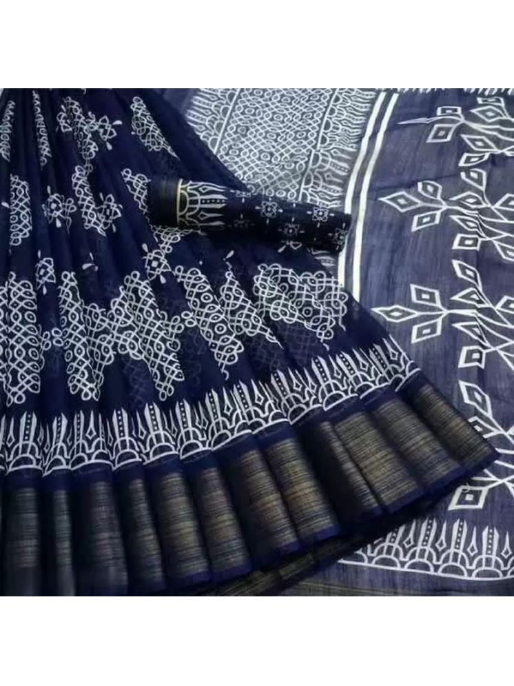     			THE PRIVATE LABLE Cotton Silk Woven Saree Without Blouse Piece - Blue ( Pack of 1 )