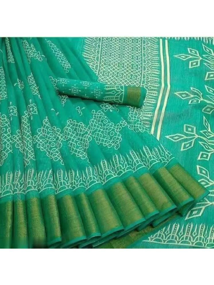     			THE PRIVATE LABLE Cotton Silk Printed Saree Without Blouse Piece - LIGHT BLUE ( Pack of 1 )