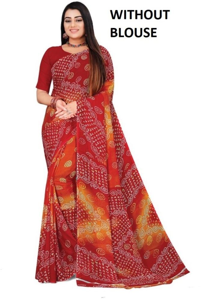     			THE PRIVATE LABLE Georgette Printed Saree Without Blouse Piece - Red ( Pack of 1 )