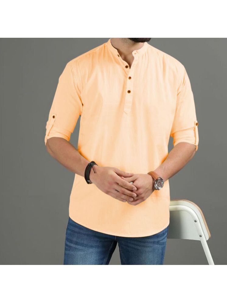     			UNI VIBE Orange Cotton Men's Shirt Style Kurta ( Pack of 1 )