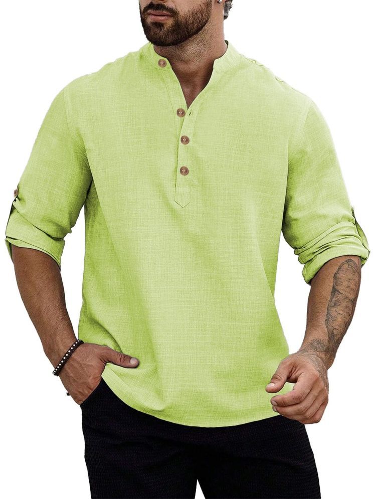     			UNI VIBE Sea Green Cotton Men's Shirt Style Kurta ( Pack of 1 )