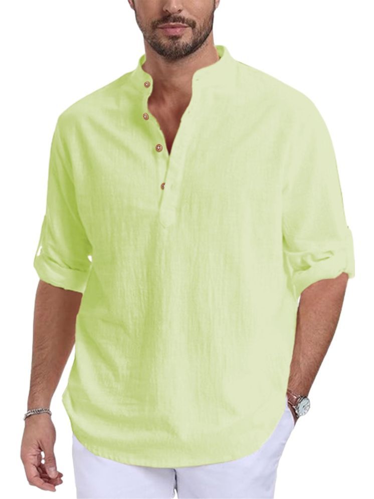     			UNI VIBE Sea Green Cotton Men's Shirt Style Kurta ( Pack of 1 )