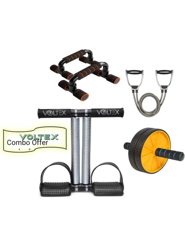     			VOLTEX Double Spring Tummy Trimmer, Double Wheel Ab Roller, Pushup Bar and Double Toning Resistance Tube Home Gym Exercise