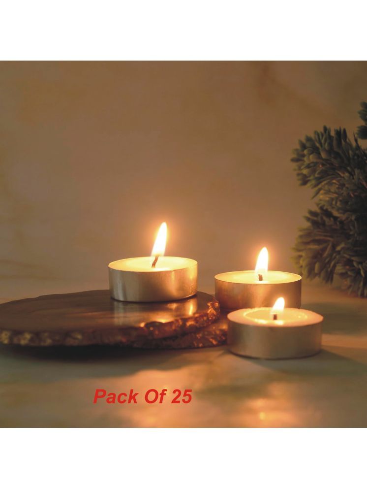     			AFAST White Unscented Wax Tea Light Candle 3 cm ( Pack of 25 )