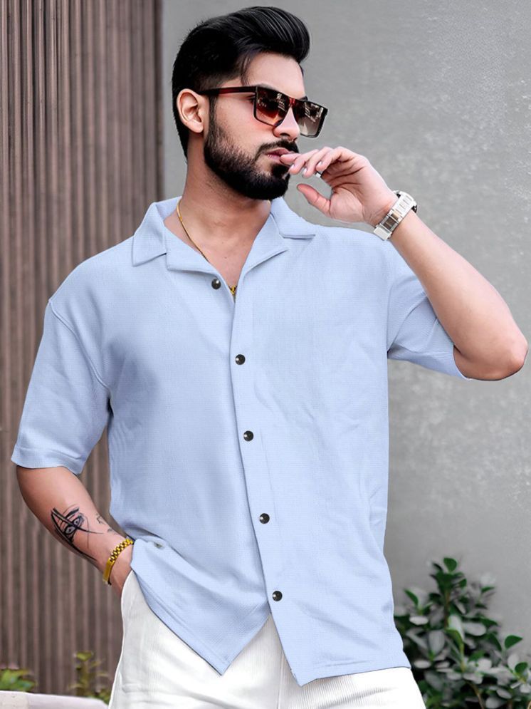     			ANKLAR Polyester Regular Fit Self Design Half Sleeves Men's Casual Shirt - Blue ( Pack of 1 )