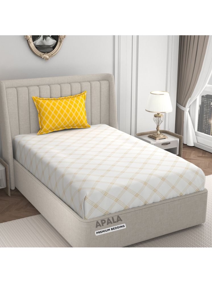     			Apala Microfiber Geometric 1 Single with 1 Pillow Cover - Mustard