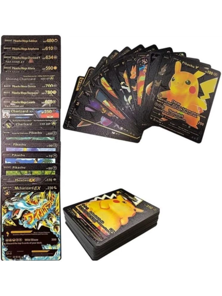     			Black Pokemon Cards Booster Pack Game,Trading Cards with Action Booster Packs Cards Assorted with Energy, V,Vmax,Gx,Ex Cards for Kids 55PCS