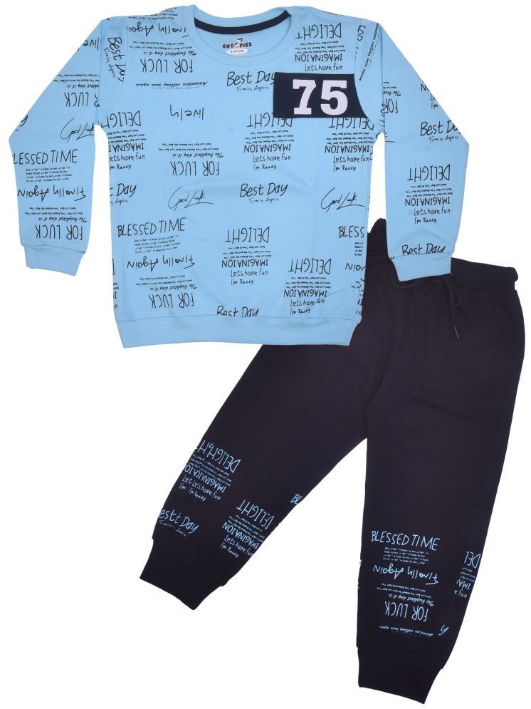     			CUTOPIES Pack of 1 Boys Cotton Sweatshirt & Trackpant ( Blue )