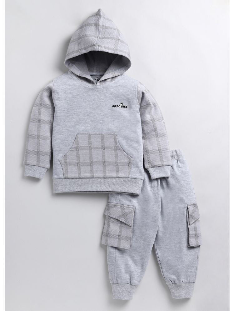     			CUTOPIES Pack of 1 Boys Cotton Sweatshirt & Trackpant ( Grey Melange )