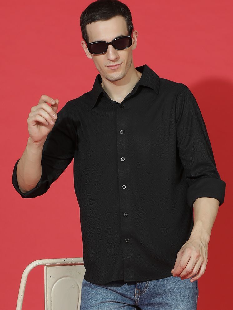     			EPPE Polyester Regular Fit Self Design Full Sleeves Men's Casual Shirt - Black ( Pack of 1 )