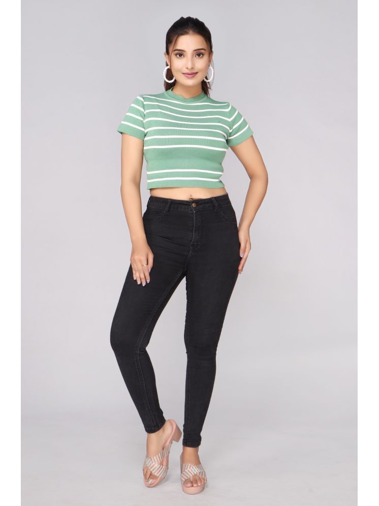     			FEVERFEW Green Cotton Women's Crop Top ( Pack of 1 )