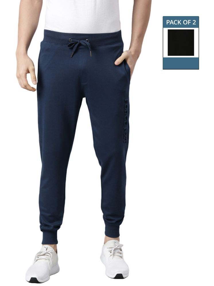     			Force NXT Navy Cotton Men's Joggers ( Pack of 2 )