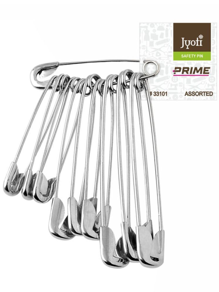     			Jyoti 33110 Safety Pins - Strong Nickel Plated Steel, Rust Resistant, Heavy Duty Variety Pack, Perfect for Clothes, Crafts, Sewing, Pinning (50 Assorted Pins Nickel Finish in a Card) - Pack of 10