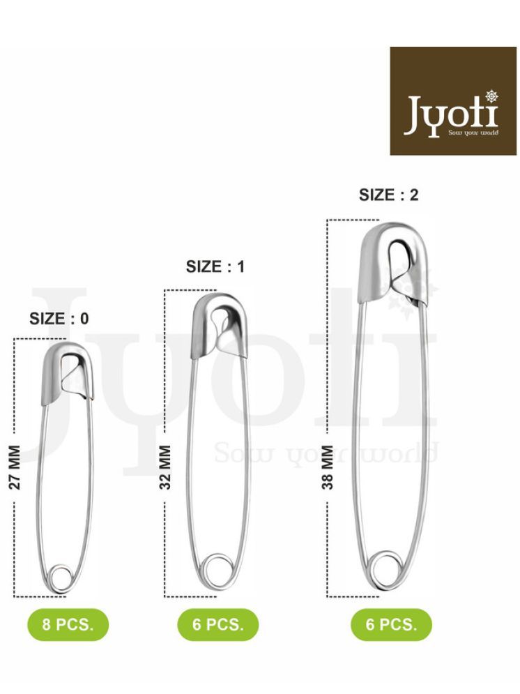     			Jyoti 33202 Safety Pins - Prime, Strong Nickel Plated Steel, Rust Resistant, Heavy Duty Variety Pack, Perfect for Clothes, Crafts, Sewing, Pinning (1000 Pins of Size 00 / 22mm Golden Finish in a Box)