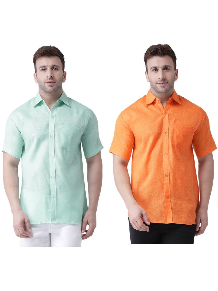     			KLOSET By RIAG Cotton Blend Regular Fit Solids Half Sleeves Men's Casual Shirt - Orange ( Pack of 2 )