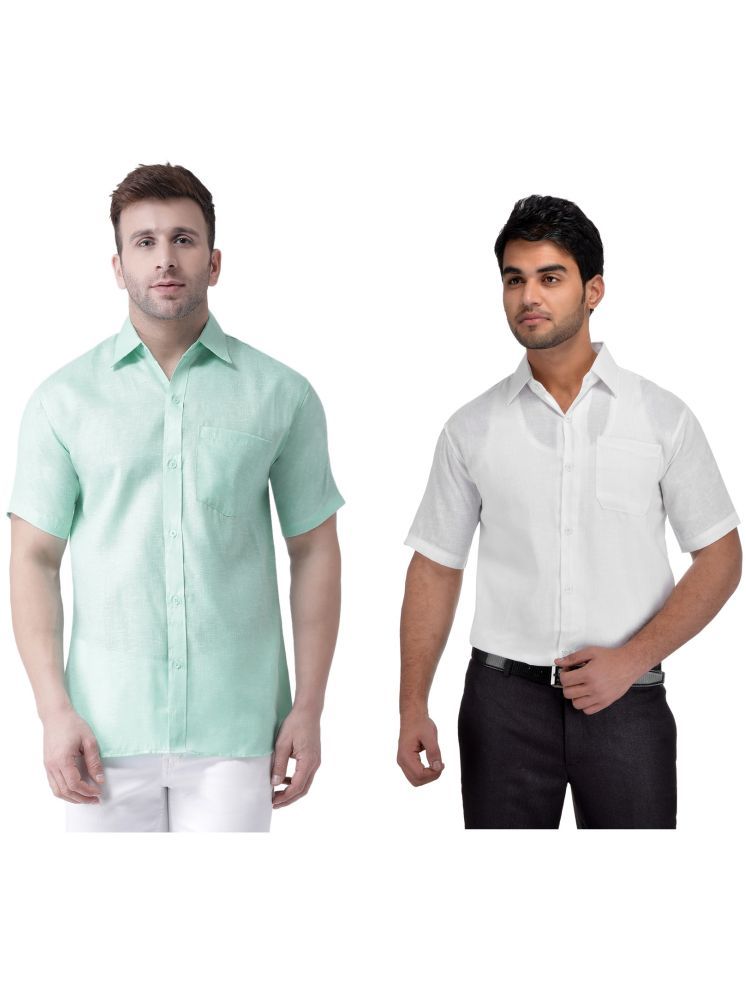     			KLOSET By RIAG Cotton Blend Regular Fit Solids Half Sleeves Men's Casual Shirt - White ( Pack of 2 )