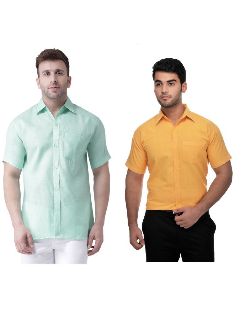     			KLOSET By RIAG Cotton Blend Regular Fit Solids Half Sleeves Men's Casual Shirt - Mustard ( Pack of 2 )