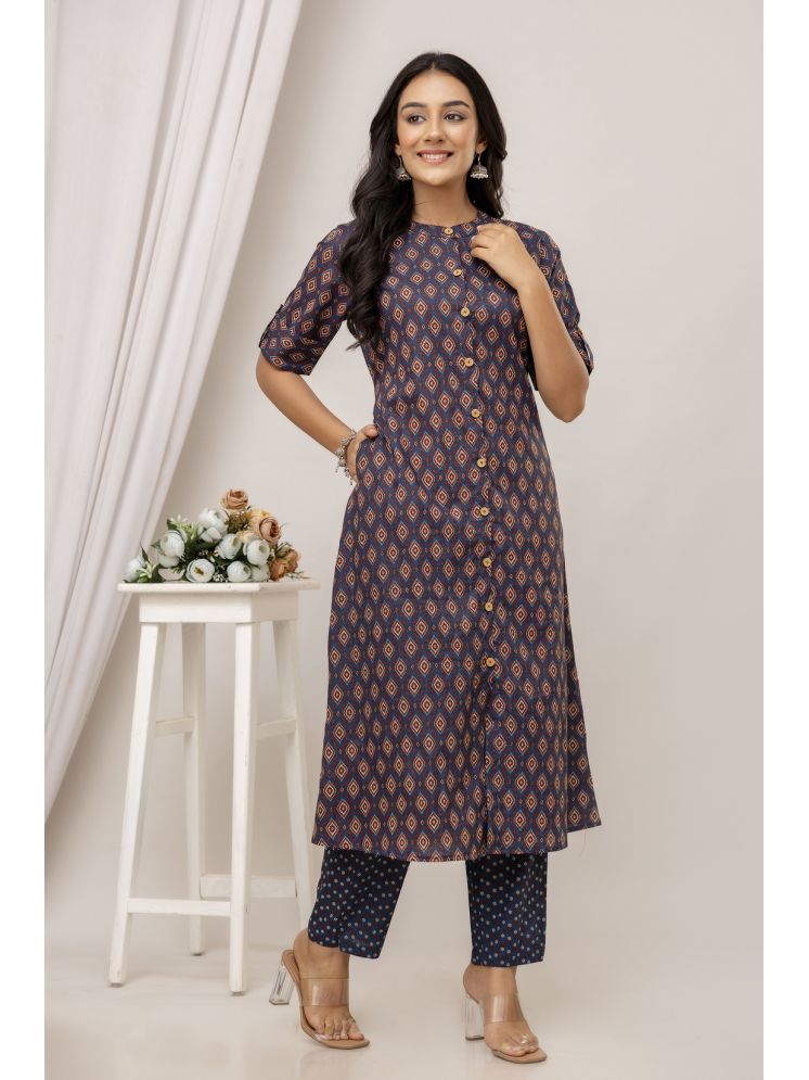     			Kohsh Cotton Printed Kurti With Pants Women's Stitched Salwar Suit - Multicolor ( Pack of 1 )