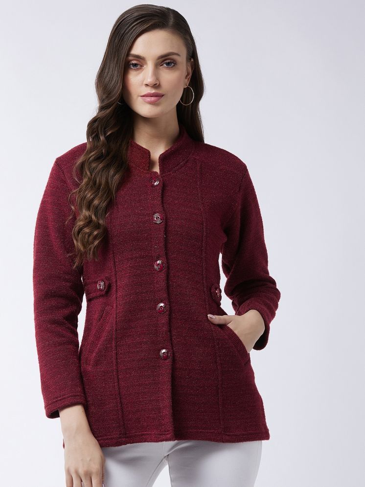     			Pivl Acrylic Chinese/Mandarin Collar Women's Buttoned Cardigans - Maroon ( )