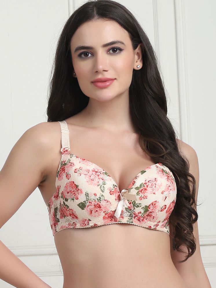     			PrettyCat Pack of 1 Lace Lightly Padded Women's Everyday Bra ( Beige ) PC-BR-6096-BEG