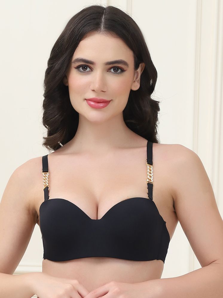     			PrettyCat Pack of 1 Polyester Lightly Padded Women's Push Up Bra ( Black ) PC-BR-7050-BLK