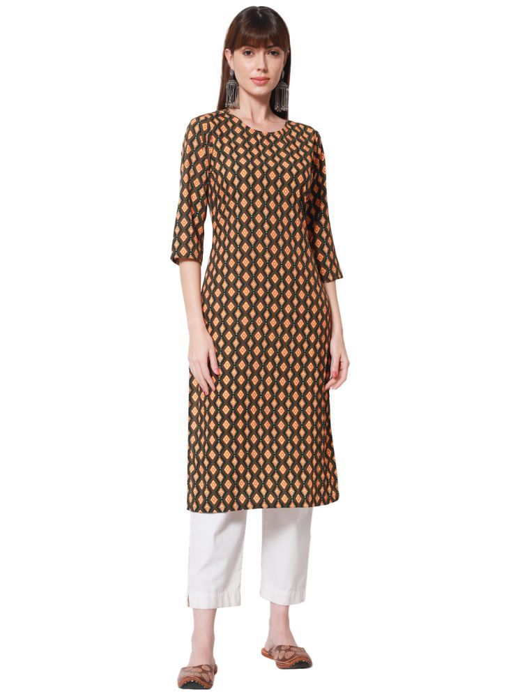     			Riitih Crepe Printed Straight Women's Kurti - Yellow & Black ( Pack of 1 )