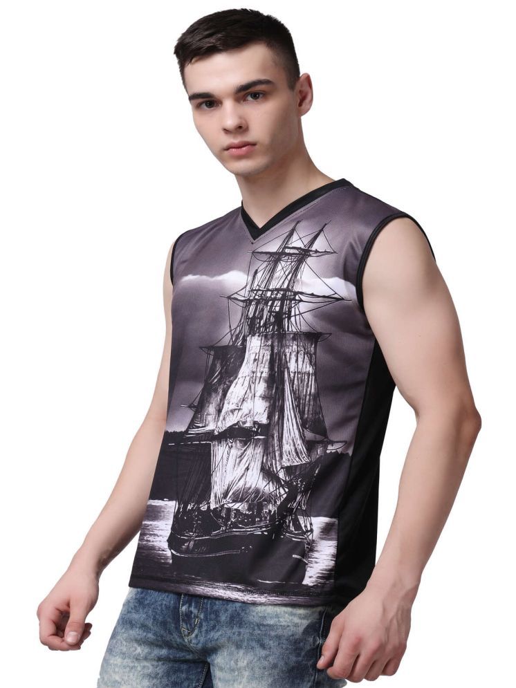     			yellow tree Polyester Regular Fit Printed Sleeveless Men's V-Neck T-Shirt - Black ( Pack of 1 )