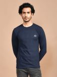 SKYKNIT 100% Cotton Regular Fit Printed Full Sleeves Men's Round T-Shirt - Blue ( Pack of 1 )