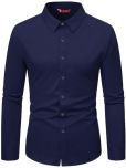 Yugnik Cotton Blend Slim Fit Full Sleeves Men's Formal Shirt - Navy Blue ( Pack of 1 )