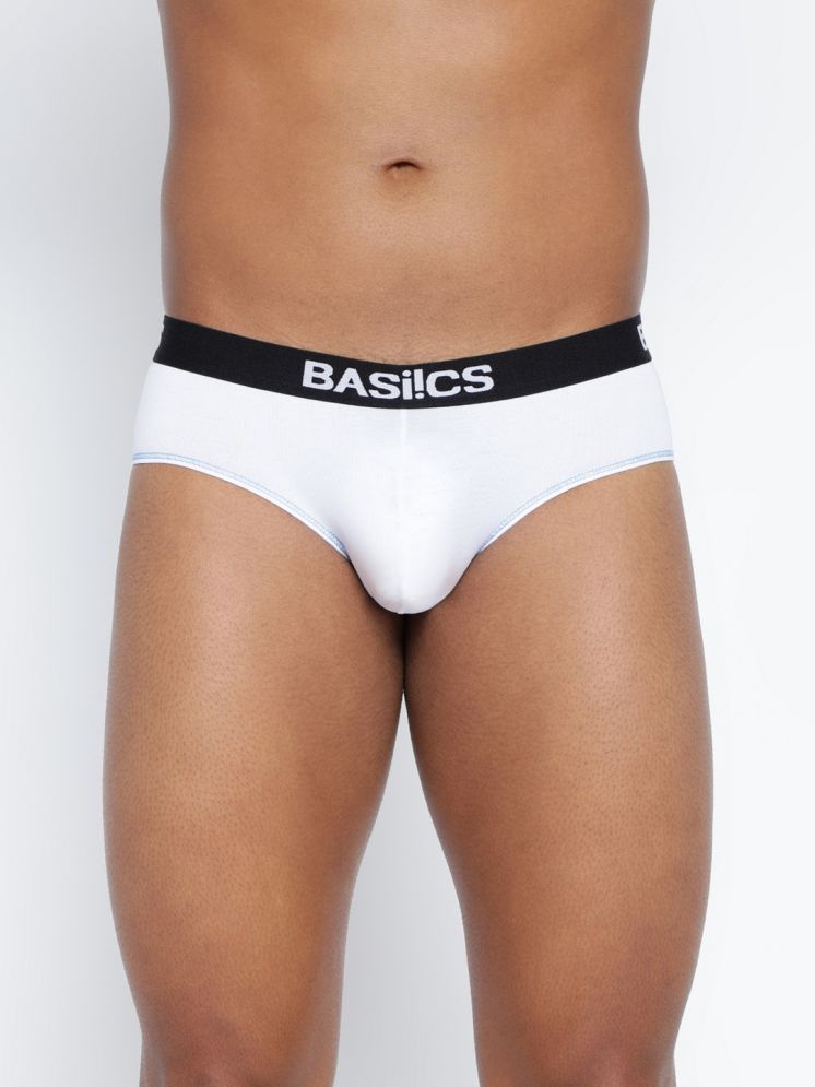     			BASIICS By La Intimo Pack of 1 Cotton Blend Briefs For Men's ( White )