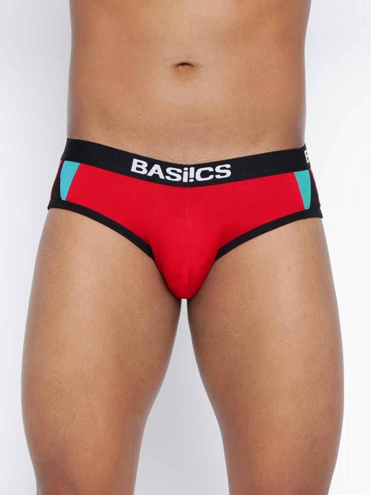     			BASIICS By La Intimo Pack of 1 Cotton Blend Briefs For Men's ( Red )