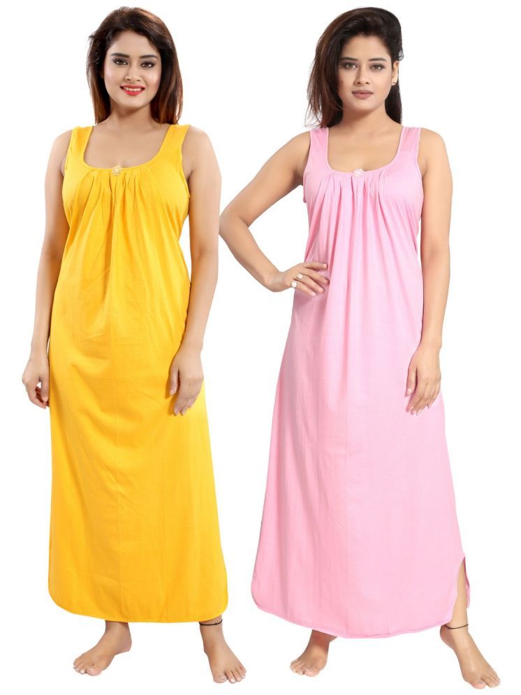     			Cinco Multicolor Cotton Blend Women's Nightwear Night Dress ( Pack of 2 )