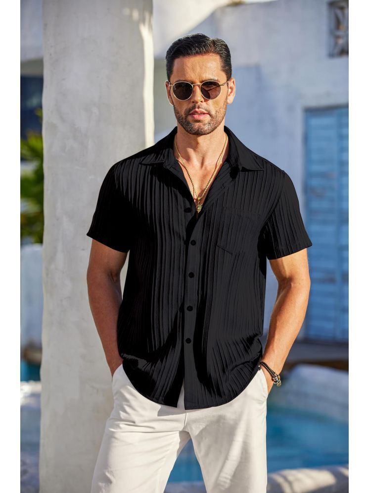     			RUVI Cotton Blend Regular Fit Striped Half Sleeves Men's Casual Shirt - Black ( Pack of 1 )