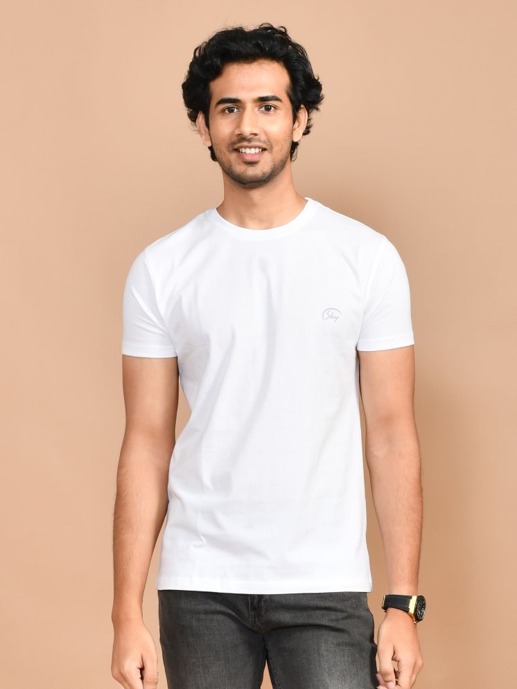     			SKYKNIT 100% Cotton Regular Fit Printed Half Sleeves Men's Round T-Shirt - White ( Pack of 1 )