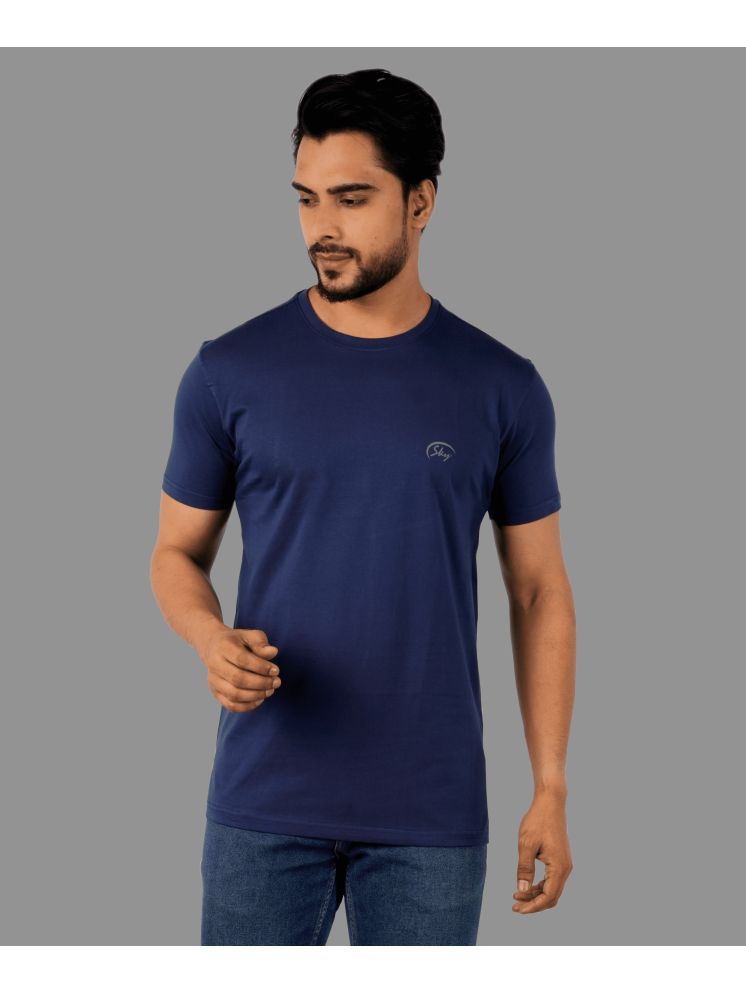     			SKYKNIT Cotton Blend Regular Fit Printed Half Sleeves Men's Round T-Shirt - Navy Blue ( Pack of 1 )