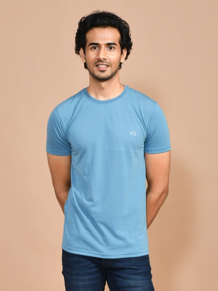     			SKYKNIT Cotton Blend Regular Fit Printed Half Sleeves Men's Round T-Shirt - Light Blue ( Pack of 1 )