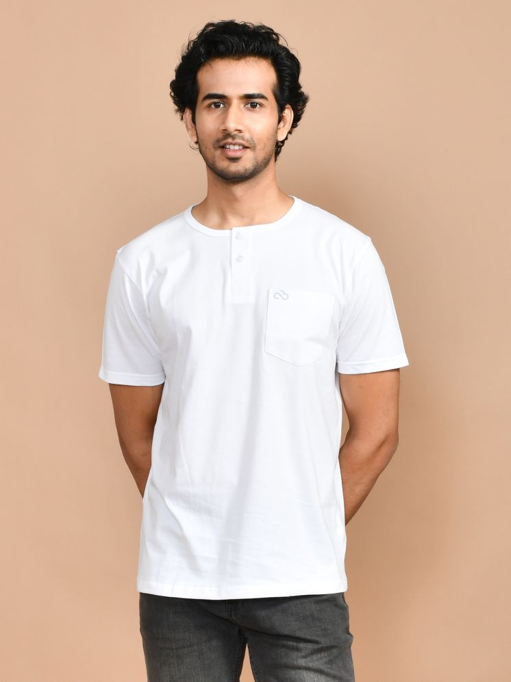     			SKYKNIT Cotton Blend Regular Fit Printed Half Sleeves Men's Round T-Shirt - White ( Pack of 1 )