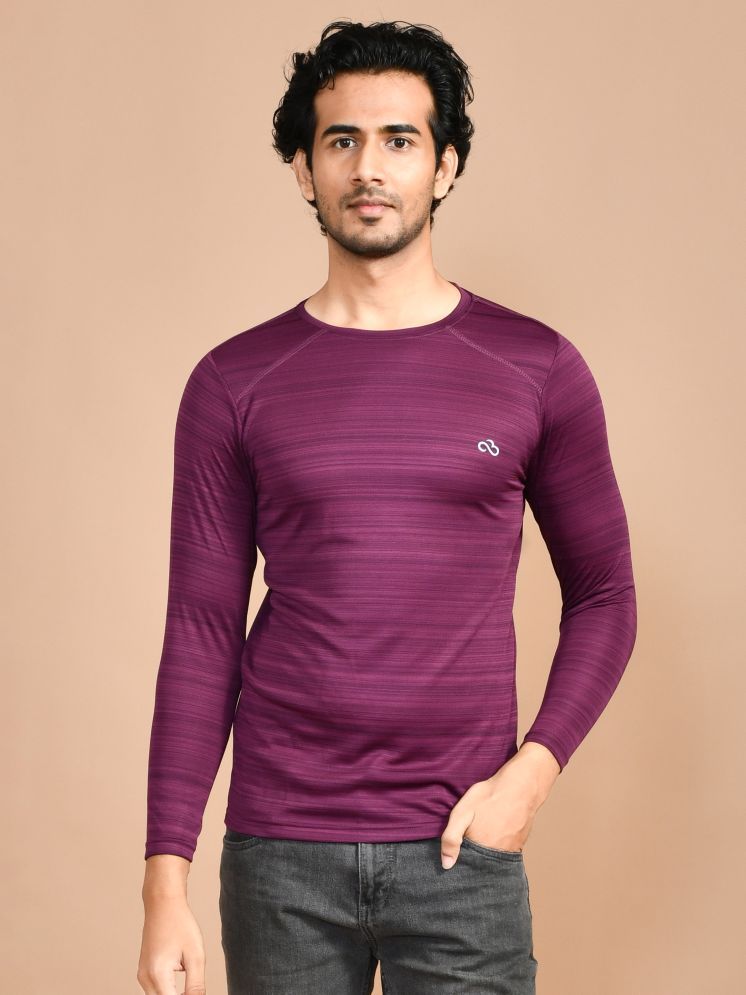     			SKYKNIT Polyester Regular Fit Printed Full Sleeves Men's Round T-Shirt - Maroon ( Pack of 1 )