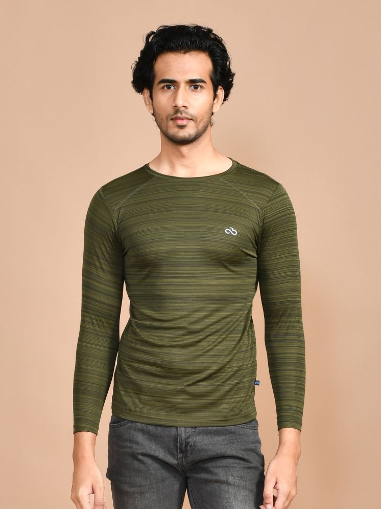     			SKYKNIT Polyester Regular Fit Printed Full Sleeves Men's Round T-Shirt - Green ( Pack of 1 )