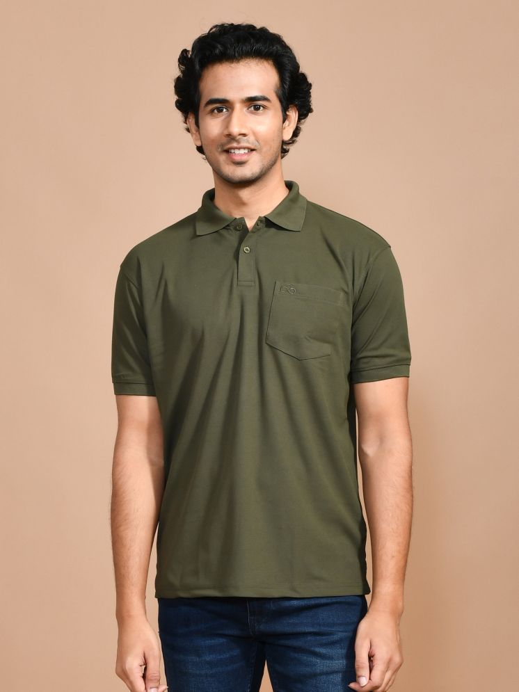     			SKYKNIT Polyester Regular Fit Printed Half Sleeves Men's Round T-Shirt - Dark Green ( Pack of 1 )