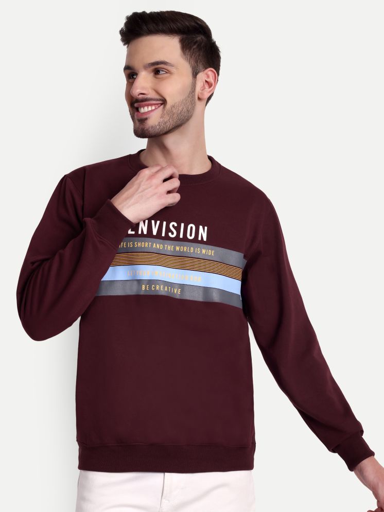     			Zeffit Fleece Round Neck Men's Sweatshirt - Wine ( Pack of 1 )